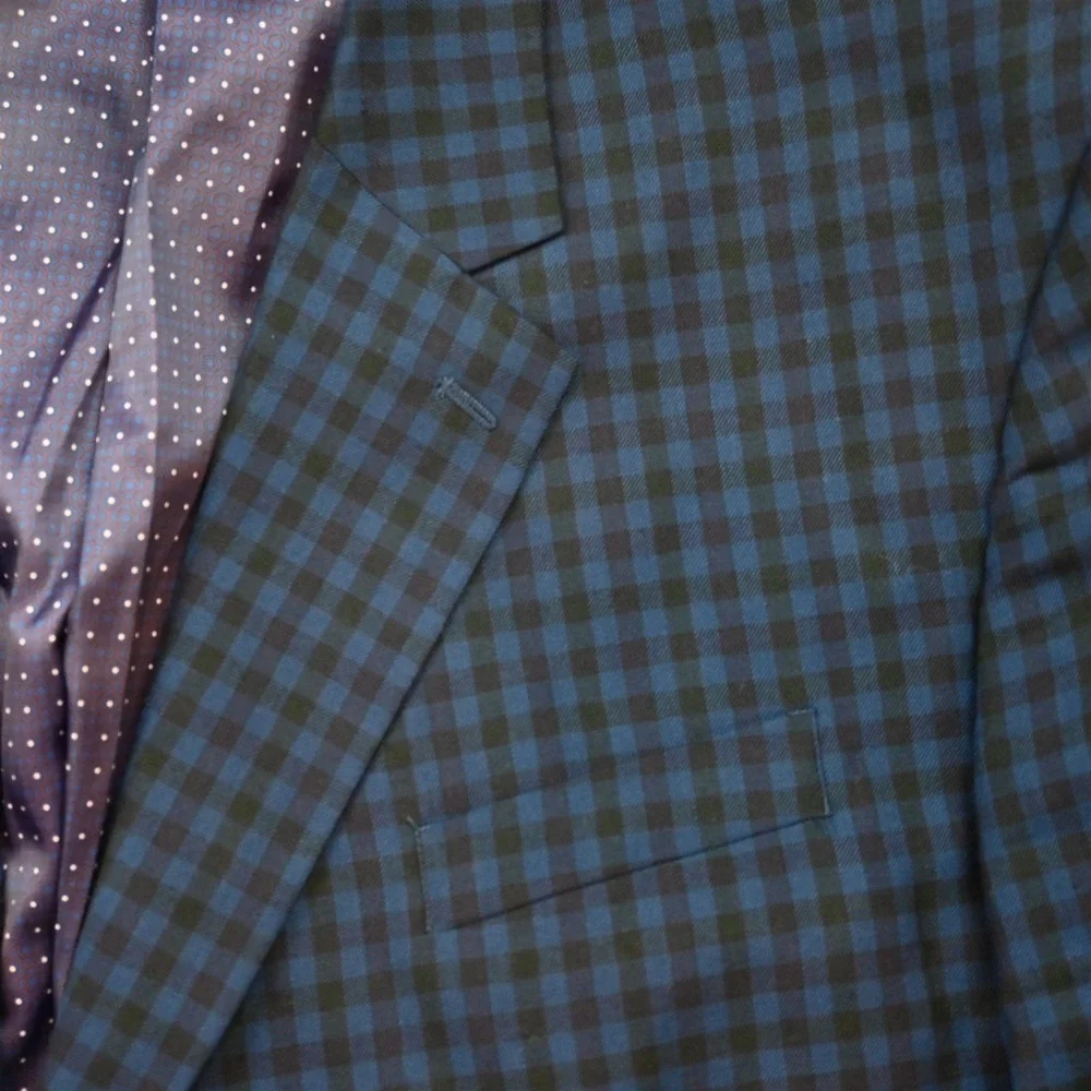 Oak Hill‎ 54R Blue Black Purple Check Mens Blazer Suit Jacket Sport Coat